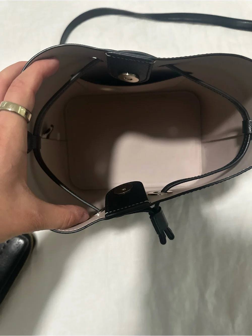 kate spade Black Saffiano Leather Bucket Crossbody Bag